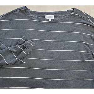 Soma Weekend Collection‎ womens long sleeve shirt Size Large gray white striped